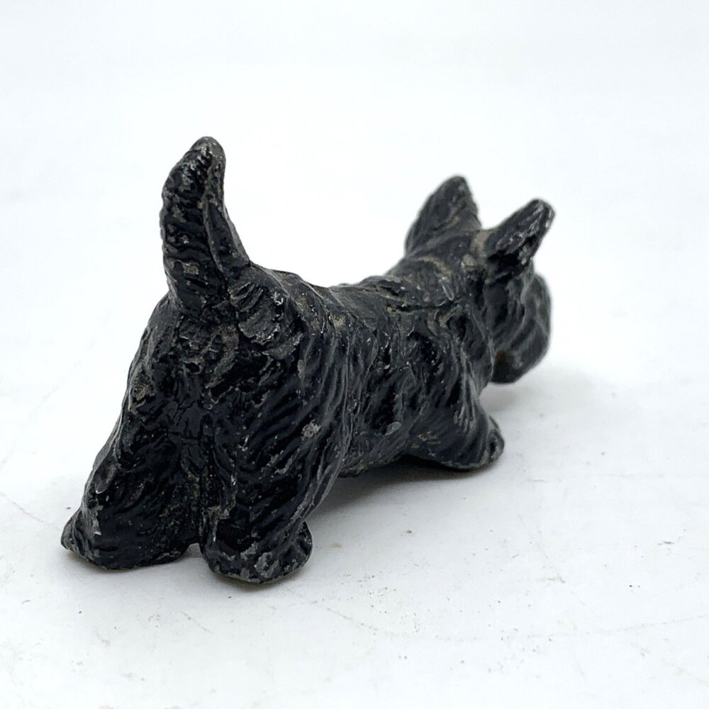 Vintage Cast Metal Scottie Terrier Dog Figurines 2pc Brown Black 2” 1” Tall - Picture 10 of 14